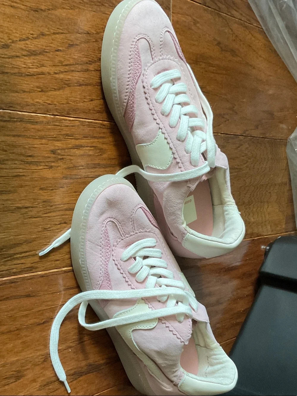 Dolce Vita Girls Pink and White Lace-Up Sneakers
